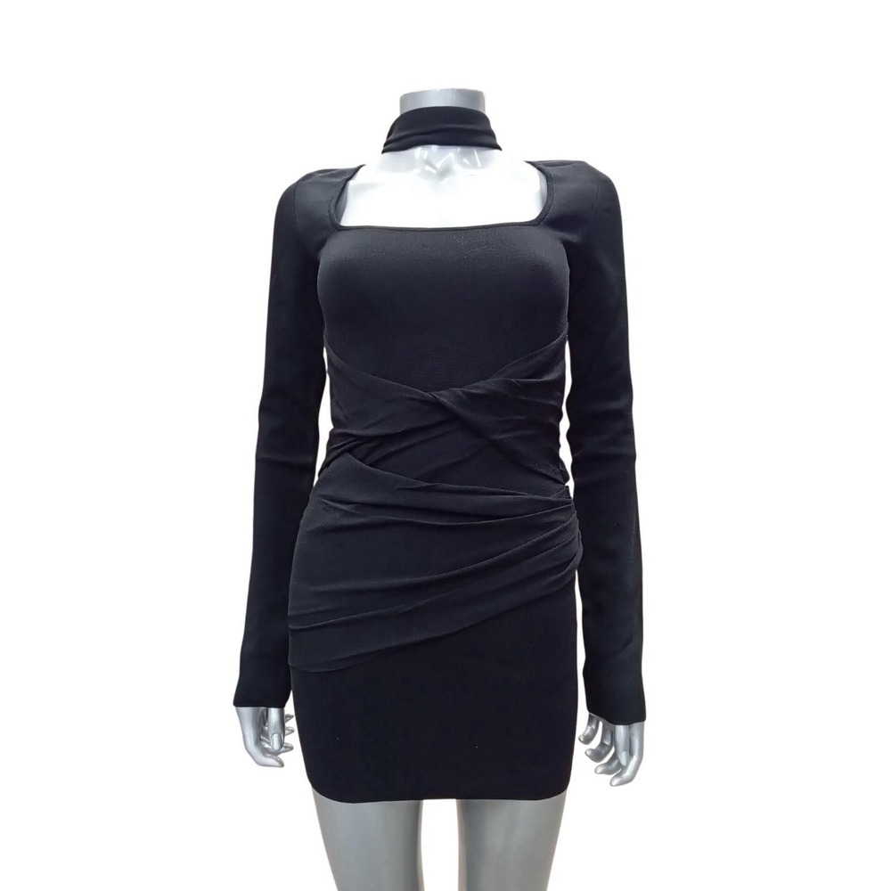 GAUGE81 - AVILLO DRAPED KNITTED MINI DRESS - BLACK - LARGE - NWT